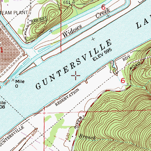 Topographic Map of Widows Bar, AL