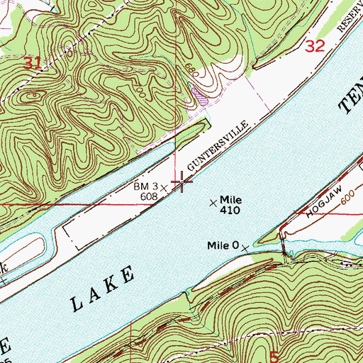 Topographic Map of Williams Landing (historical), AL