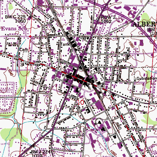 Topographic Map of Albertville City Hall, AL