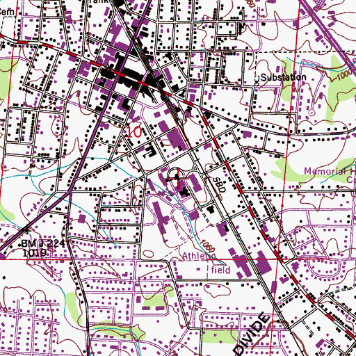Topographic Map of Albertville High School, AL