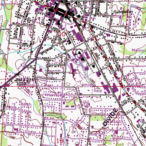 Topographic Map of Albertville Junior High School, AL