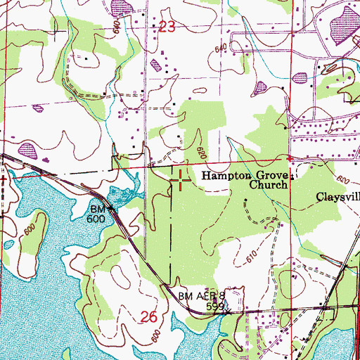 Topographic Map of Baker Chapel, AL