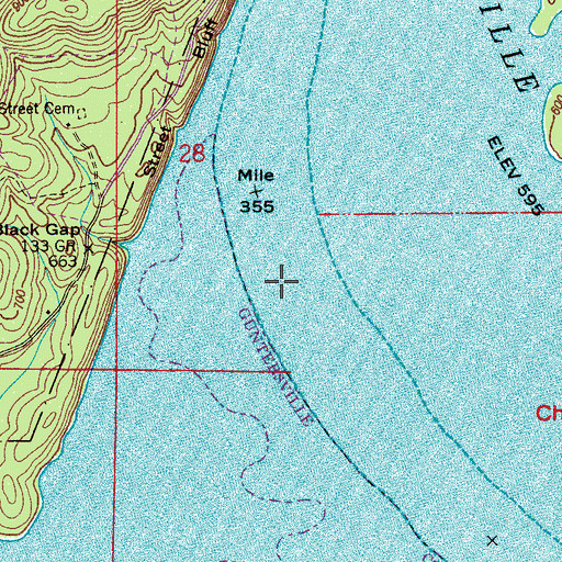 Topographic Map of Beards Reef, AL