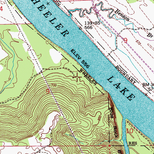 Topographic Map of Blue Rock Landing (historical), AL