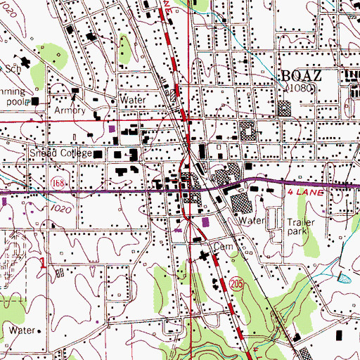 Topographic Map of Boaz City Hall, AL