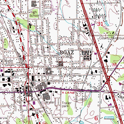 Topographic Map of Boaz Elementary School, AL