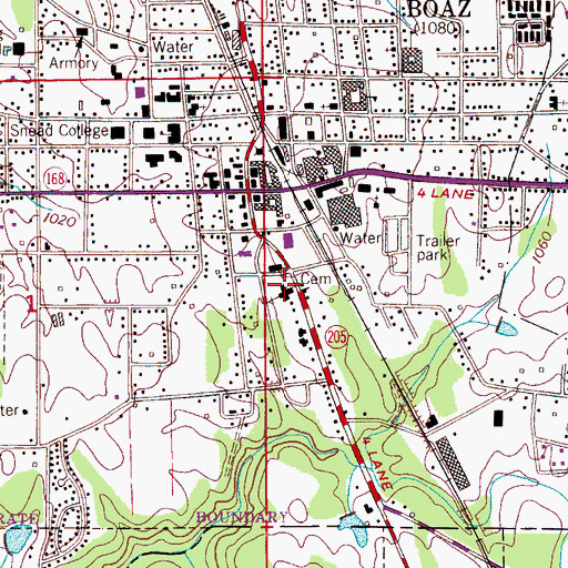 Topographic Map of Boaz First Baptist Church, AL