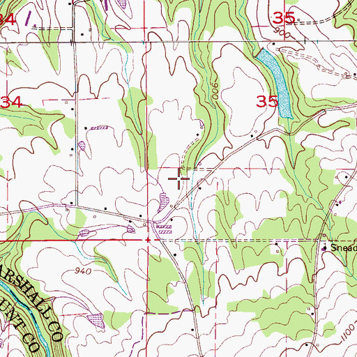 Topographic Map of Brazill Mill (historical), AL