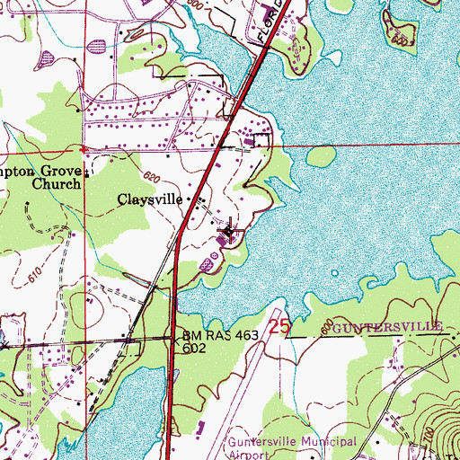 Topographic Map of Claysville Junior High School, AL