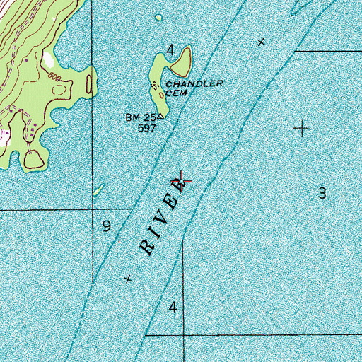 Topographic Map of Columbus Bar, AL