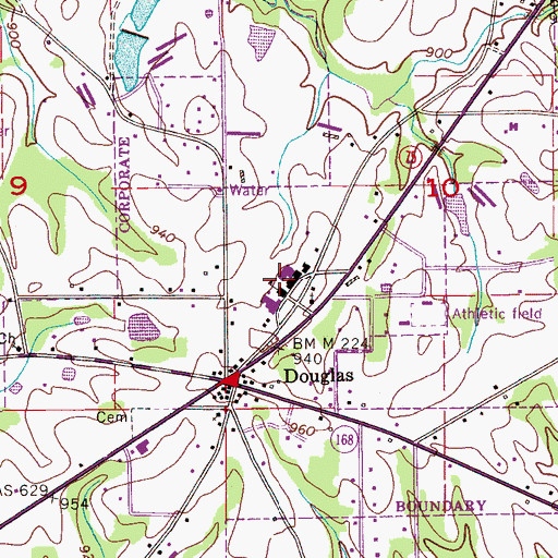 Topographic Map of Douglas High School, AL