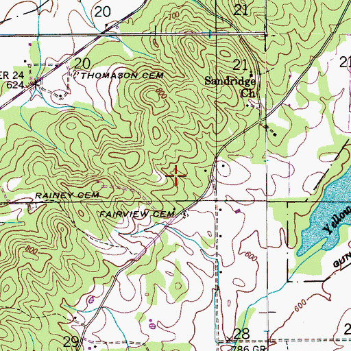 Topographic Map of Fairview Church, AL