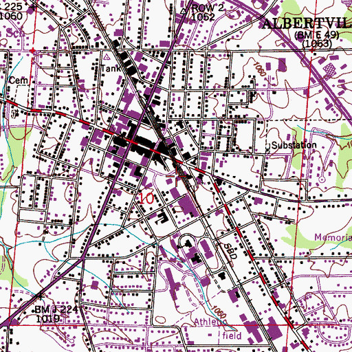 Topographic Map of First Baptist Church, AL