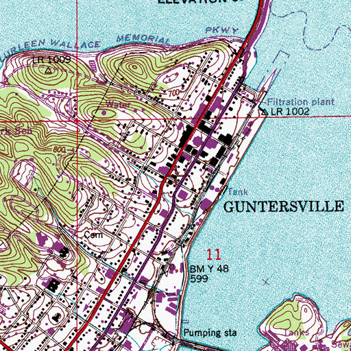 Topographic Map of First Baptist Church, AL