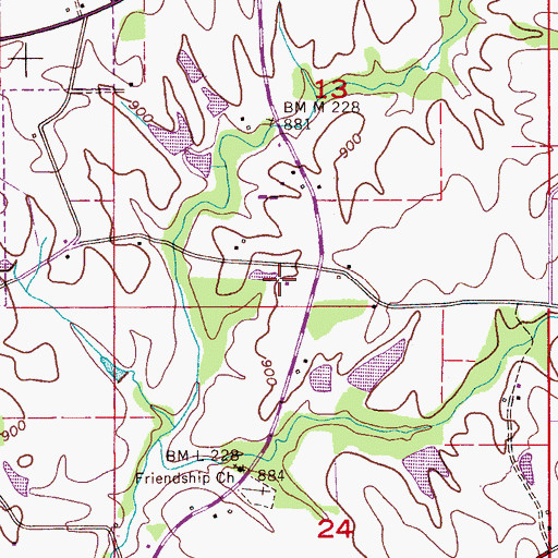 Topographic Map of Friendship School (historical), AL