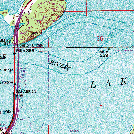 Topographic Map of Gunters Reef, AL