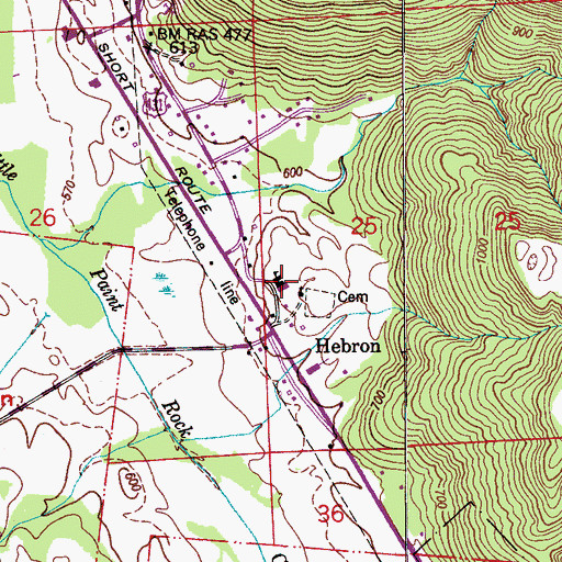 Topographic Map of Hebron School, AL