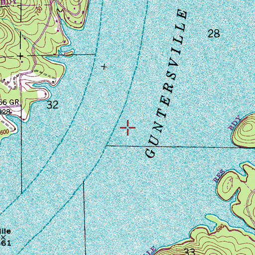 Topographic Map of Lovelace Landing (historical), AL