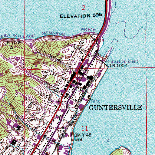 Topographic Map of Marshall County Courthouse, AL