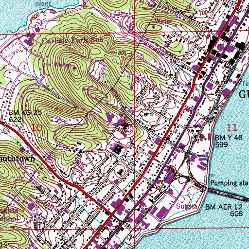 Topographic Map of Marshall County High School (historical), AL