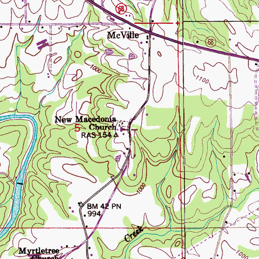 Topographic Map of Maxwell Church (historical), AL
