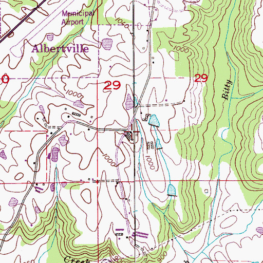 Topographic Map of Oak Grove Church, AL