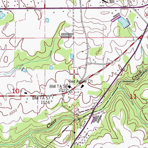 Topographic Map of Red Apple (historical), AL