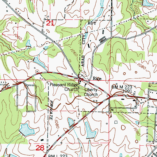 Topographic Map of Rice School, AL