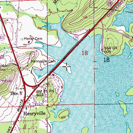 Topographic Map of Riverbend Marina, AL