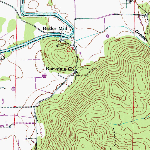 Topographic Map of Rockdale School (historical), AL