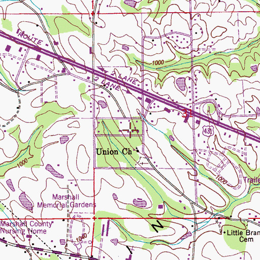 Topographic Map of Solitude Church, AL