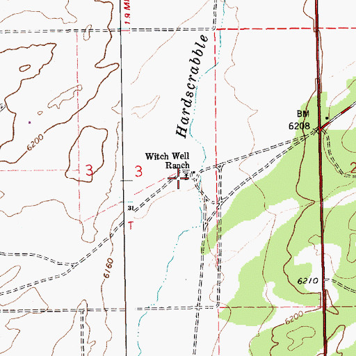 Topographic Map of Witch Well Ranch, AZ