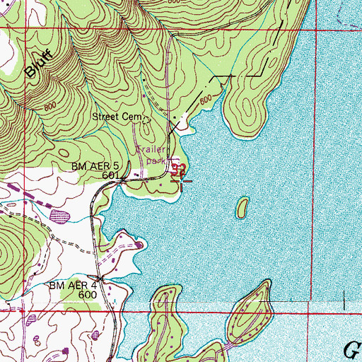 Topographic Map of Street Bluff Boat Dock, AL