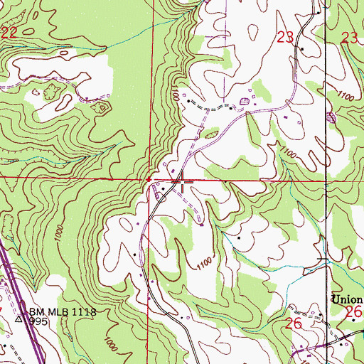 Topographic Map of Union Chapel Community Center, AL