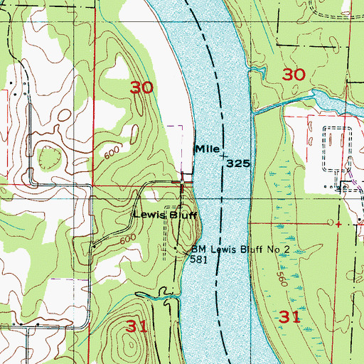 Topographic Map of Lewis Landing (historical), AL