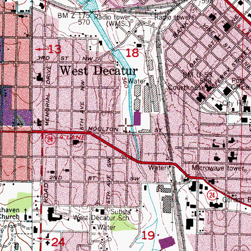 Topographic Map of Malone Park, AL