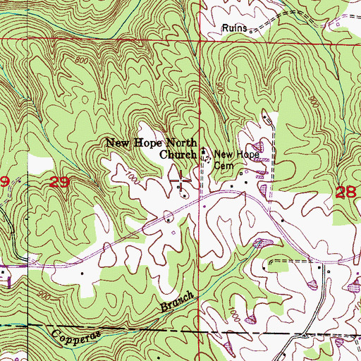 Topographic Map of Mill Creek Church, AL
