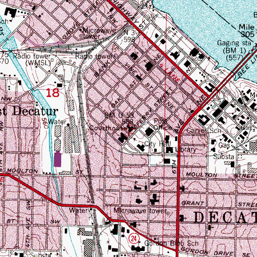 Topographic Map of Morgan County Courthouse, AL