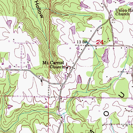 Topographic Map of Mount Carmel Cemetery, AL
