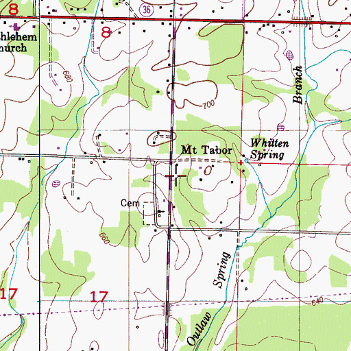 Topographic Map of Mount Tabor School (historical), AL