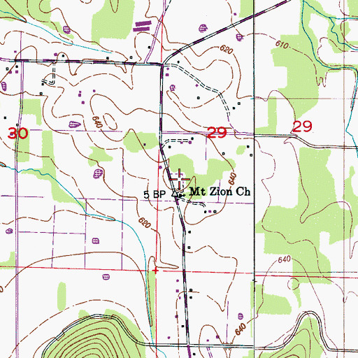 Topographic Map of Mount Zion Cemetery, AL