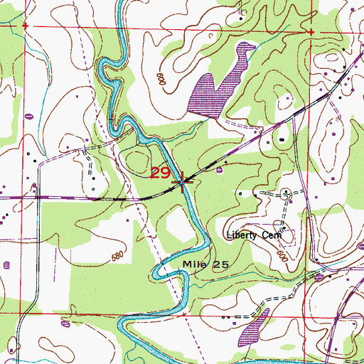 Topographic Map of Nance Ford Bridge, AL