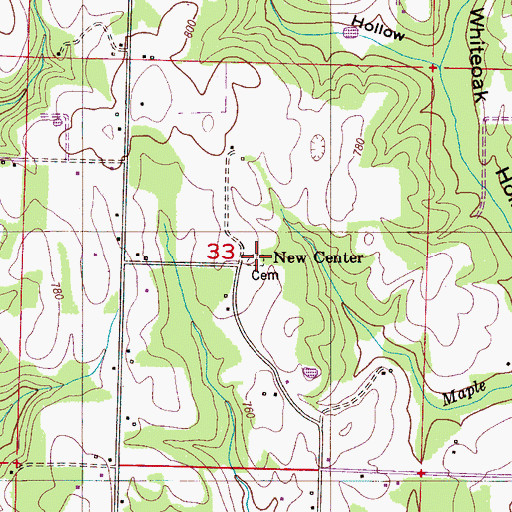 Topographic Map of New Center Cemetery, AL