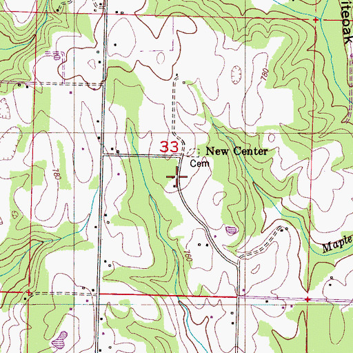 Topographic Map of New Center Baptist Church, AL