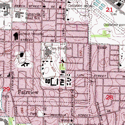 Topographic Map of Oak Park Baptist Church, AL