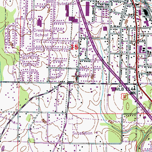 Topographic Map of Pattillo Street Church of God, AL