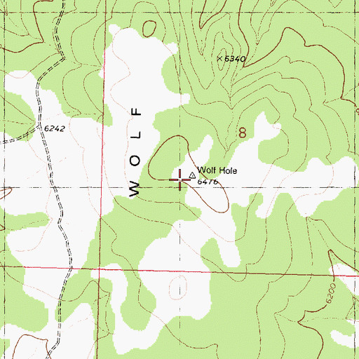 Topographic Map of Wolf Hole Mountain, AZ