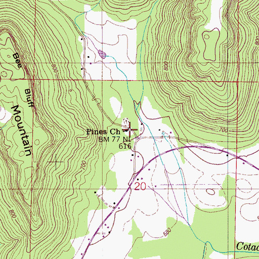 Topographic Map of Pines School (historical), AL