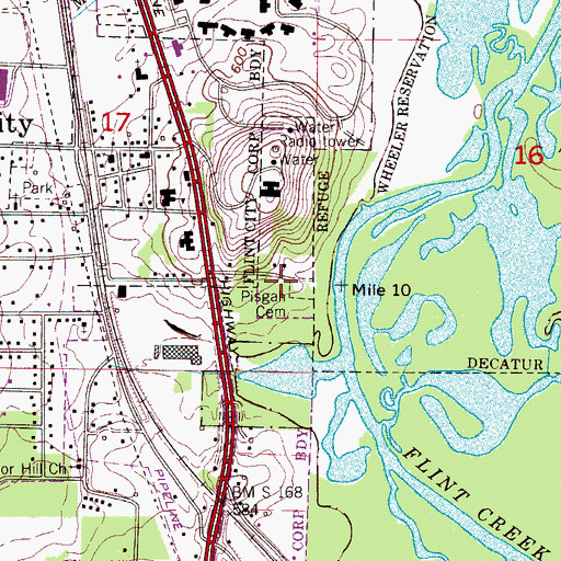 Topographic Map of Pisgah Baptist Church (historical), AL