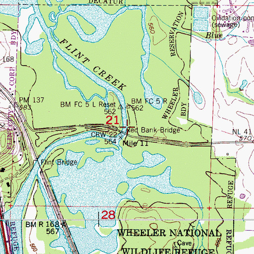 Topographic Map of Red Bank Ford, AL